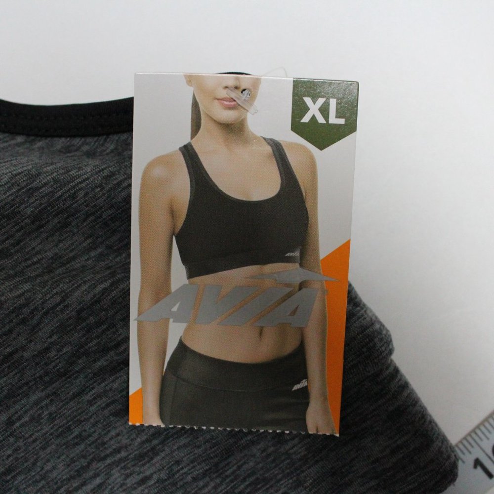 Women's Charcoal Heather (Gray) and Black Pullover Avia Core Sports Bra Size XL - Picture 9 of 9